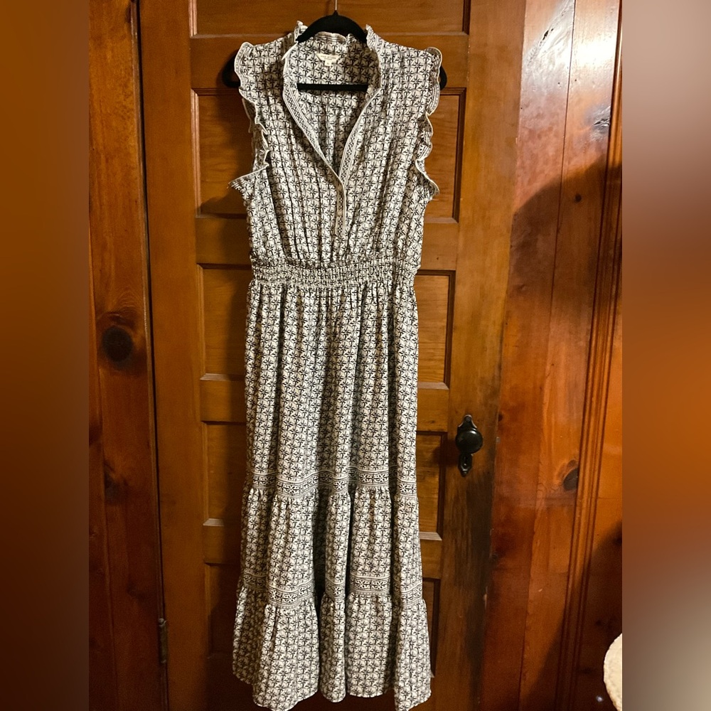 Maxi dress by Max Max Studio London with Black and white ruffles, Size XL